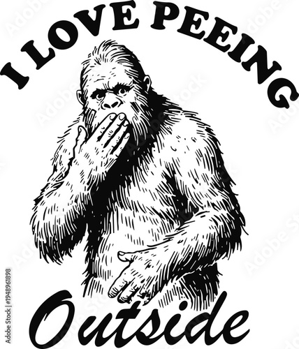 I Love Peeing Outside SVG PNG, Funny sasquatch svg, Humorous Outdoor svg