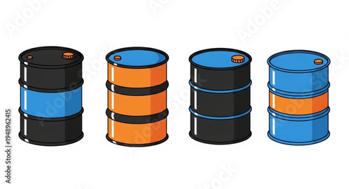 Oil Barrels - A Colorful Collection of Industrial Storage Containers.