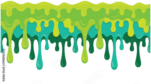 Green and blue slime dripping border abstract background wet goo