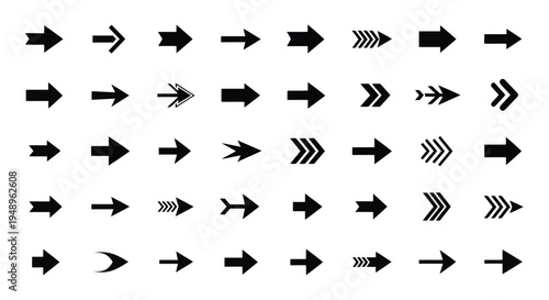 A collection of arrows pointing in various directions and with different styles