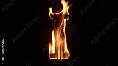 Uppercase letter 'I' consumed by bright orange flames against a dark background