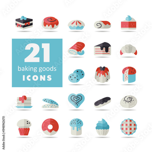 Bakery Products and Pastries Vector Icons Set