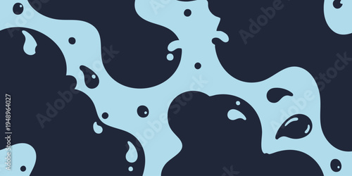 Liquid splatters and droplets fall across a dark surface creating a messy pattern