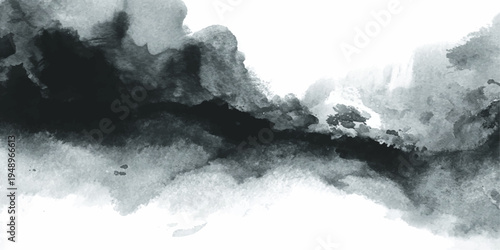Abstract Ink Wash Painting with a moody and evocative touch. This captivating artwork showcases a blend of dark ink and watercolor techniques, resulting in a unique expression of emotion.