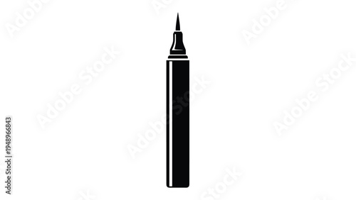 Black graphic icon of a felt tip liquid eyeliner pen for creating sharp and precise cosmetic wing looks on white.