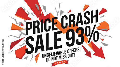 Price Crash Sale Banner with 93% Discount