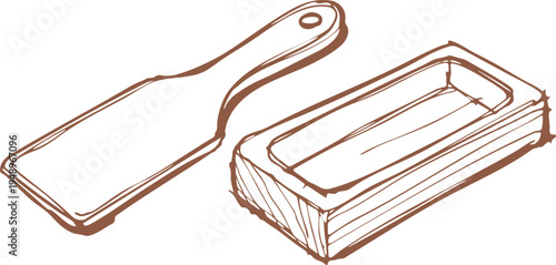 Knife And Cutting Board Illustration