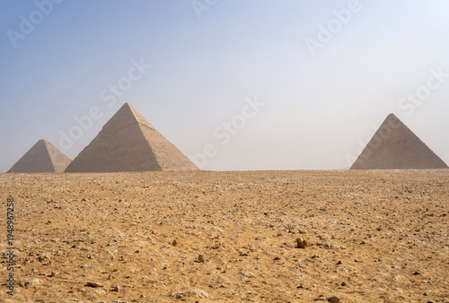 Giza Pyramids Plato panorama in Cairo, Egypt