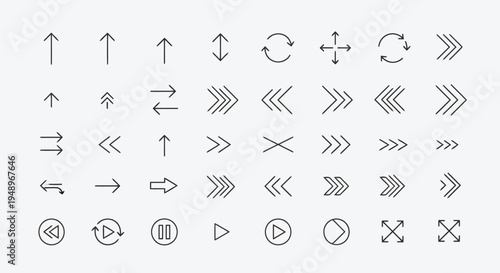 A collection of various arrow symbols pointing in different directions and orientations