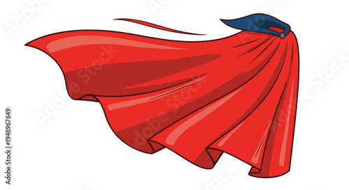 A vibrant red cape with a subtle blue and white emblem at the top fluttering in the wind