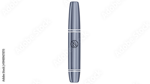 Sleek gray tube of waterproof mascara featuring a no-drop icon to indicate smudge-proof and long-wearing properties.