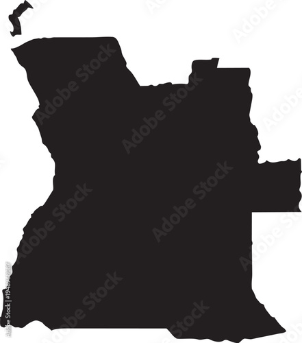 Angola map silhouette simple black outline shape for graphic design isolated on white background