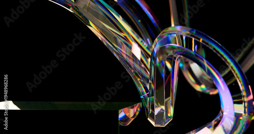 Premium Crystal Knot Illustration. Modern Geometric Art with Diamond-like Light Dispersion and Elegant Curves.