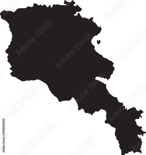 Black silhouette map of Armenia a simple vector graphic for national identity travel or informational purposes isolated on white