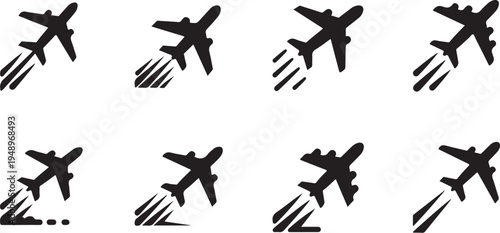 Airplanes flying in formation on white background illustration