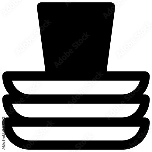 Dinnerware. Outlined stroke vector icon with black-filled details.