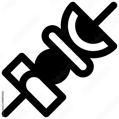 Fruit skewer. Outlined stroke vector icon with black-filled details.