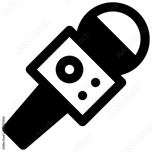 Microphone. Outlined stroke vector icon with black-filled details.