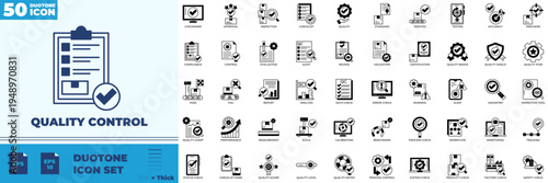 Quality Control Duotone Editable Icons set