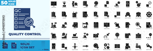 Quality Control Solid Editable Icons set