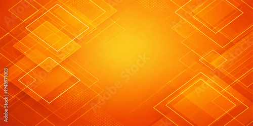 Abstract orange background with squares featuring futuristic light lines and a digital technology pattern for a professional business wallpaper