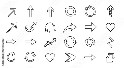 A diverse collection of various arrow and direction symbols and icons