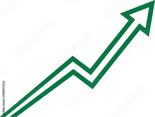 A green arrow chart depicting upward growth and positive trends