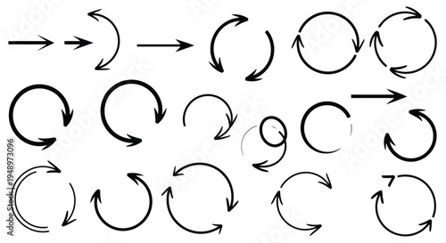 A series of arrows and circles illustrating a process or sequence of events