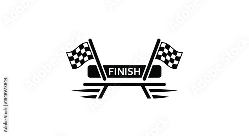 Racing finish line with checkered flags a bold graphic silhouette