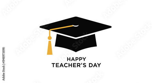 A black graduation cap with text celebrating happy teacher s day silhouette