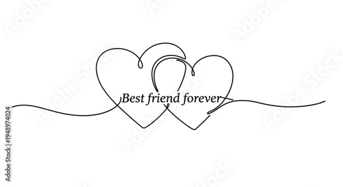 Two interconnected hearts with text best friend forever silhouette