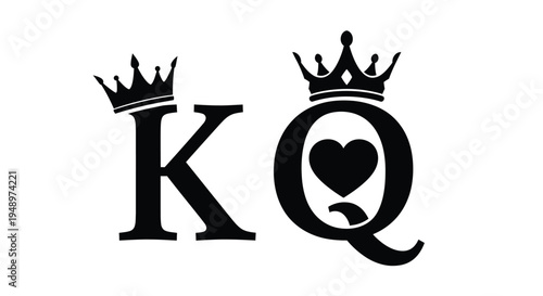 Black king and queen playing cards depicted in bold silhouette