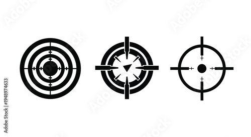 Three black target reticles displayed in a simple graphic silhouette