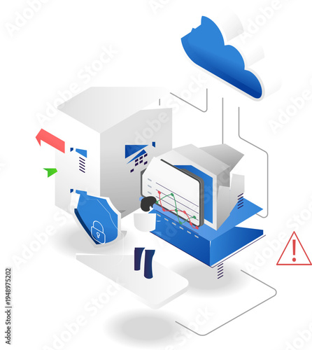 Man Analyzing Cloud Server Data Vector And Svg
