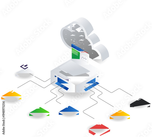 Cloud Server Network Data Analyst Vector And Svg