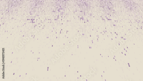 Digital Rainfall. Panoramic Binary Stream with Dynamic Perspective and Depth