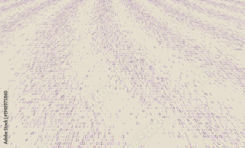 Colored Digital Horizon - Expansive Binary Code Field in Receding Perspective