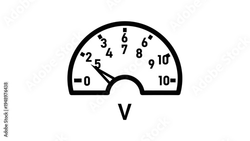 Voltmeter Gauge Measuring Electrical Voltage Level.
