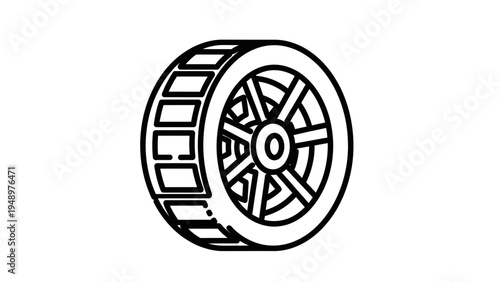 Black and White Tire Illustration.