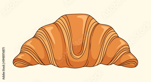 Classic golden-brown croissant, a flaky and delicious breakfast pastry, on a light cream background.