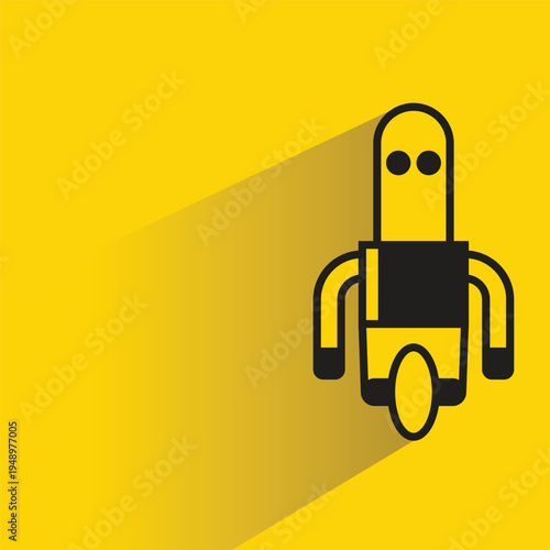 robot avatar with shadow on yellow background