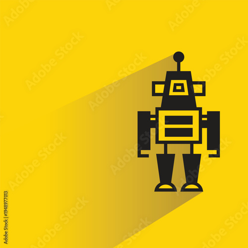 robot avatar with shadow on yellow background