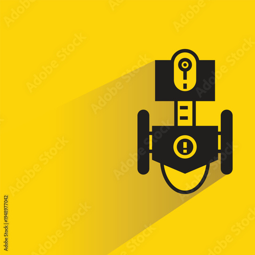 robot avatar with shadow on yellow background