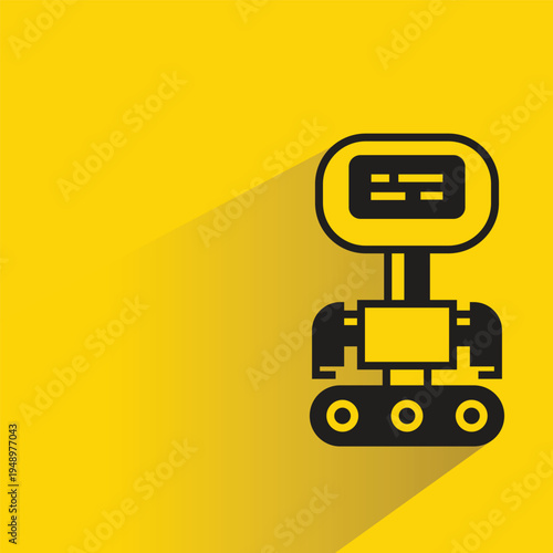 robot avatar with shadow on yellow background