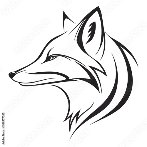 Stylized fox head illustration with ideal for logos and branding
