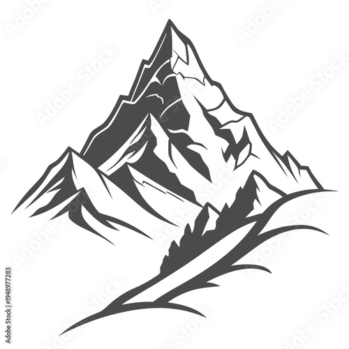Majestic mountain peak landscape illustration with the graphic style uses bold