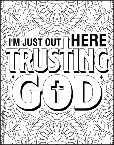 Bible Verse Quote Coloring Page for Adults. Holy Bible Quote Mandala Coloring Page