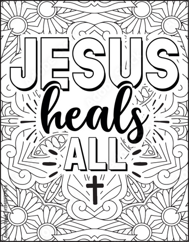 Bible Verse Quote Coloring Page for Adults. Holy Bible Quote Mandala Coloring Page