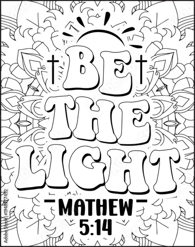 Bible Verse Quote Coloring Page for Adults. Holy Bible Quote Mandala Coloring Page