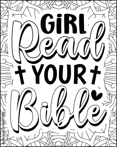 Bible Verse Quote Coloring Page for Adults. Holy Bible Quote Mandala Coloring Page